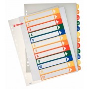 Esselte Indices Proyectos Imprimibles A4 Maxi PP Tipo 1-12 Multicolor Material PP Rigido 300 Micras Portada 350 Micras Tamaño