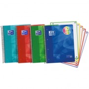 Oxford Europeanbook 5 Lagoon Cuaderno Espiral Formato A4+ Cuadriculado 5x5mm - 120 Hojas - Tapa de Plastico - 5 Bandas de Color