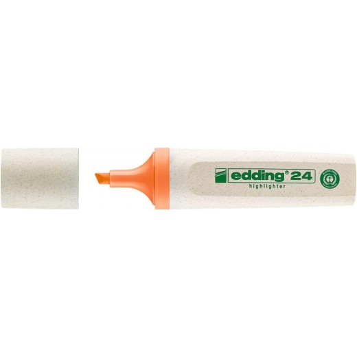 Edding 24 EcoLine Marcador Fluorescente - Punta Biselada - Trazo entre 2-5mm - 90% de Plastico Reciclado - Etiqueta Ecologica B