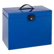 Esselte Home-Box A4 Maletin Metalico - con 5 Carpetas - Azul - con Asa y Cerradura con Llave