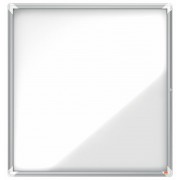 Nobo Vitrina Exteriores 12 Hojas A4 Superficie Blanca Magnetica 45mm - Seguridad Aluminio - Cristal Deslizante 4mm - Resistente