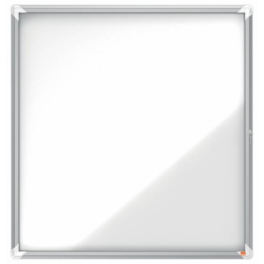 Nobo Vitrina Exteriores 12 Hojas A4 Superficie Blanca Magnetica 45mm - Seguridad Aluminio - Cristal Deslizante 4mm - Resistente