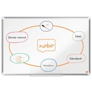 Nobo Premium Plus Pizarra Magnetica de Acero Lacado 900x600mm - Montaje en Esquinas - Superficie de Borrado Facil - Color Blanc