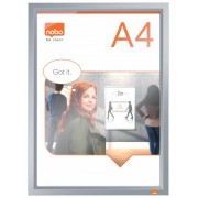 Nobo Porta Posters Clip Aluminio A4 - Marco Anodizado - Cambio Rapido y Sencillo - Blanco