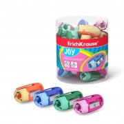 Erichkrause Joy Sacapuntas de Plastico - Colores Brillantes - Clip Comodo - Orificio de 8mm - Cuchilla de Acero al Carbono en F
