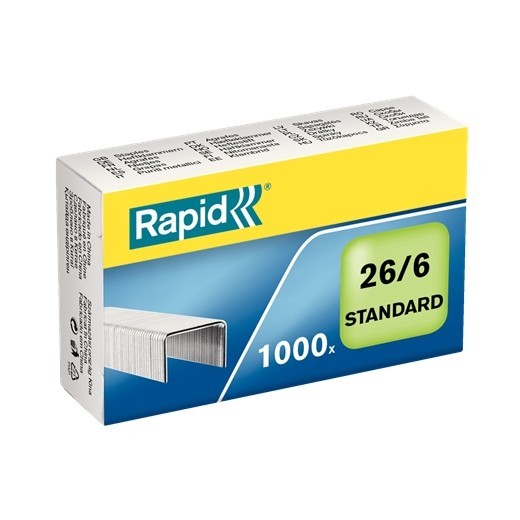 Rapid Confort Caja de 1000 Grapas 26/6 - Hasta 20 Hojas - Alambre Flexible Galvanizado - Patilla de 6mm