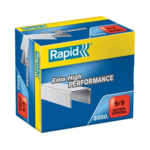 Rapid Super Strong Caja de 5000 Grapas 9/8 - De 10 a 40 Hojas - Alambre Galvanizado Superreforzado - Patilla de 8mm
