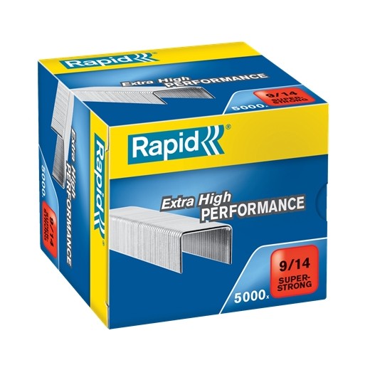 Rapid Super Strong Caja de 5000 Grapas 9/14 - De 80 a 110 Hojas - Alambre Galvanizado Superreforzado - Patilla de 14mm