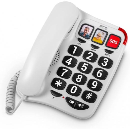 SPC Telefono Fijo para Personas Mayores - Teclas XXL - Llamadas con una Sola Pulsacion - Volumen de Timbre de 93Db - Compatible