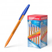 Erichkrause Boligrafo R-301 Naranja Stick 0.7 - Cuerpo Hexagonal Opaco - Punta de 0.7mm - Tinta de Secado Rapido - Color Azul