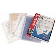 Esselte Funda Porta Documentos Folio - PP - Cristal Liso Calidad Estandar - Multitaladro-16 - Caja 100 - Transparente