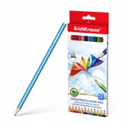 Erichkrause Pack de 12 Lapices de Colores de Plastico - Amplia Gama de Colores Brillantes - Mina Resistente a Impactos - Facil