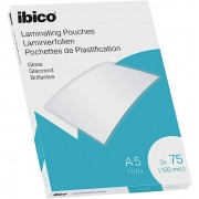 Ibico Gloss Pack de 100 Laminas para Plastificar  A5 150 Micras - Acabado Brillante - Plastifica Papel