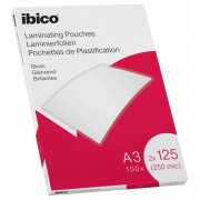 Ibico Gloss A3 250 Micras Carteras de Plastificar - Acabado Cristalino de Alto Brillo - Tamaño A3 - Caja de 100 - Color Transp