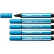 Stabilo Pen 68 MAX Rotulador - Punta de Fibra Biselada - Trazo entre 1-5mm aprox. - Tinta a Base de Agua - Color Azul Celeste