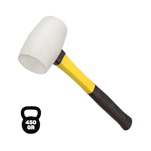 Blim Mazo para Trabajos Delicados - Peso 450 G - Cabeza de Caucho - Mango de Fibra - Color Blanco