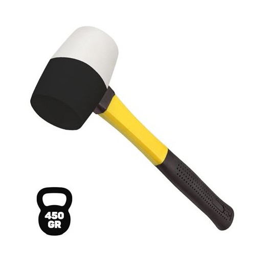 Blim Mazo para Trabajos Delicados - Peso 450 G - Cabeza de Caucho - Mango de Fibra - Color Blanco y Negro