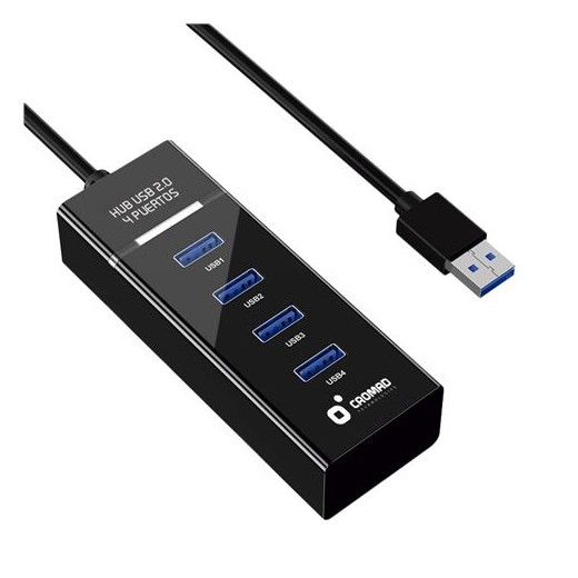Cromad Cable USB 2.0 - Longitud 30cm - Indicador LED - Velocidad de Transferencia 480 Mbps - 4 Puertos - Sin Instalacion - Comp