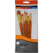 Daler Rowney Simply Pack de 7 Pinceles Sinteticos - Diseño Ergonomico - Oro Taklon - Color Naranja