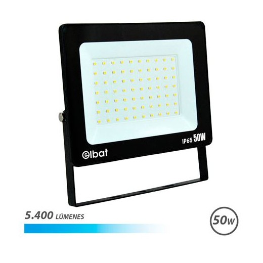 Elbat Foco LED de 50W - Potencia: 50W - Lumenes: 5400 - 6.500K Luz Fria - 30.000 - 50.000 Horas de Vida - Angulo 120º - Protec