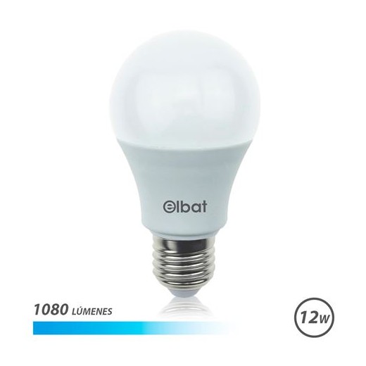 Elbat Bombilla LED - Potencia 12W - Lumenes 1080 - Tipo de Luz 6500K Luz Fria - Casquillo E27 - Angulo 220º - Dimensiones 60X1