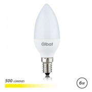 Elbat Bombilla LED - Potencia 6W - Lumenes 500 - Tipo de Luz 3000K Luz Calida - Casquillo E14 - Angulo 180º - Dimensiones 37X1
