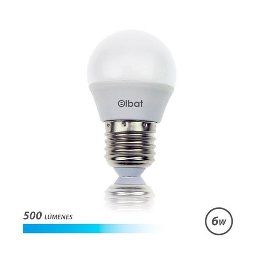 Elbat Bombilla LED G45 E27 6W 500 Lumenes - Luz Fria - Color Blanco