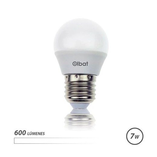 Elbat Bombilla LED - Potencia: 7W - Lumenes: 600 - Tipo de Luz: 4000K Luz Blanca - Casquillo: E27 - Angulo: 220º - Dimensiones