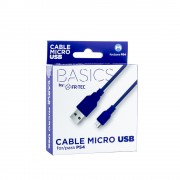 FR-TEC Micro USB Cable - Longitud 3m - Carga Comoda para Mando Dualshock 4 - Color Azul