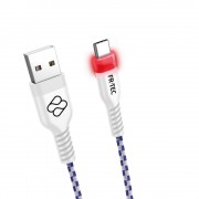 FR-TEC USB-C Cable Premium - 3m - Luces LED - Alta Calidad - Antienredos - Acabados en Aluminio - Color Blanco