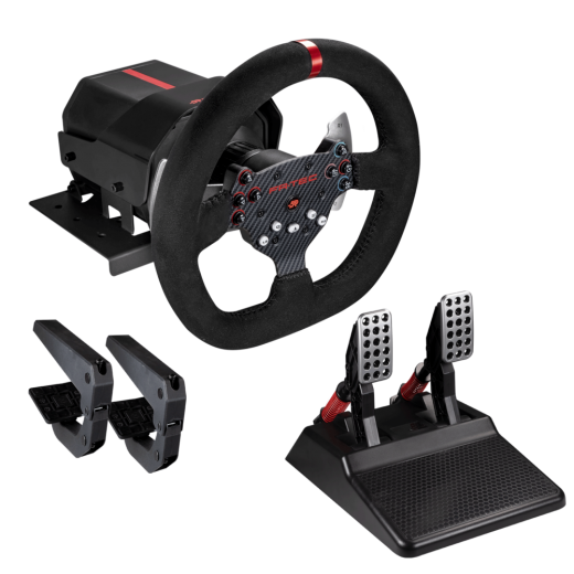 FR-TEC Volante con Force Feedback Force Racing Wheel - Tecnologia Forcesense - Aro de 26.5cm de Diametro - Pedales Regulables -