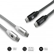 Subblim Pack de Cables USB C a USB C - 1m - Carga Rapida hasta 5V/30A - Sincronizacion de Datos hasta 5Gbps - Fibra de Nailon R