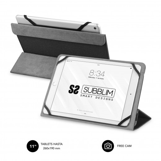 Subblim Funda Tablet Freecam - Diseño Universal hasta 11 pulgadas - Sistema de Fijaciones de Silicona - Interior Suave y Aterc