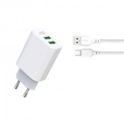 XO Pack Cargador de Corriente L85C 2.4A + Cable Micro USB - Color Blanco