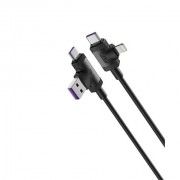 XO Cable NB237 Carga Rapida 4 en 1 - Micro + Tipo C + Lightning a USB/Tipo C - Color Negro