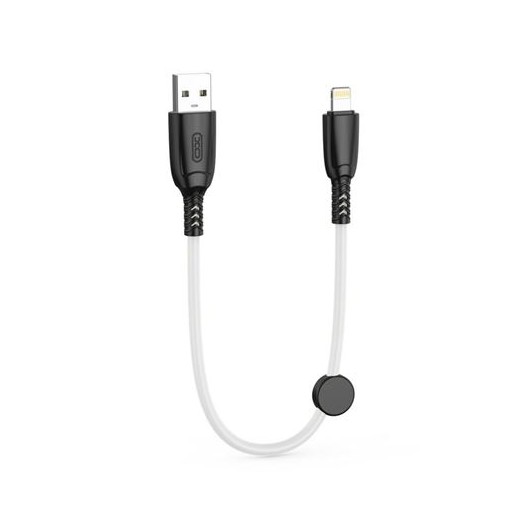 XO Cable NB247 Carga Rapida USB - Lightning - 6A - 25cm con Clip - Color Blanco