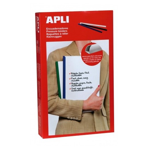 Apli Pack de 50 Encuadernadores Deslizantes - Facil y Rapido - Ranura para Insercion - Capacidad 100 Hojas - Color Blanco