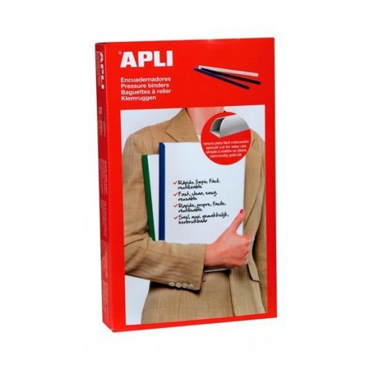 Apli Pack de 50 Encuadernadores Deslizantes - Facil y Rapido - Ranura para Insercion - Capacidad 150 Hojas - Color Negro