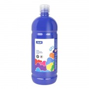 Milan Botella de Tempera 1000ml - Tapon Dosificador - Secado Rapido - Mezclable - Color Azul Marino