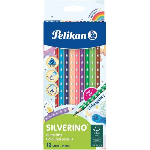 Pelikan Caja de 12 Lapices de Colores Triangulares Finos - Mina Antirotura - FSC