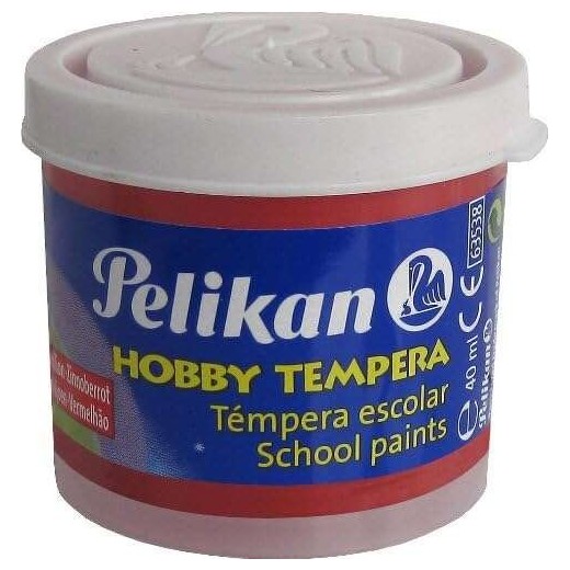 Pelikan Tempera Escolar Frasco 40ml - Facil de Usar - Ideal para Actividades Escolares - Color Bermellon