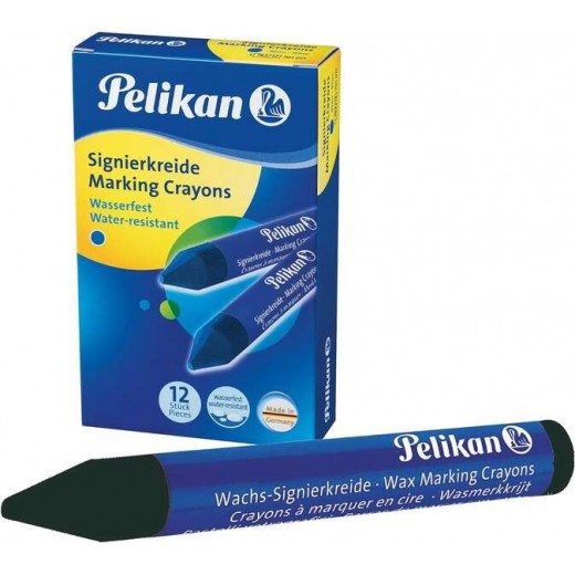 Pelikan Pack de 12 Ceras para Marcar - Resistente al Agua - Facil de Borrar - Ideal para Resaltar Texto - Color Negro