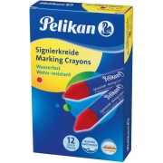 Pelikan Pack de 12 Ceras para Marcar - Resistente al Agua - Facil de Borrar - Ideal para Resaltar Texto - Color Rojo