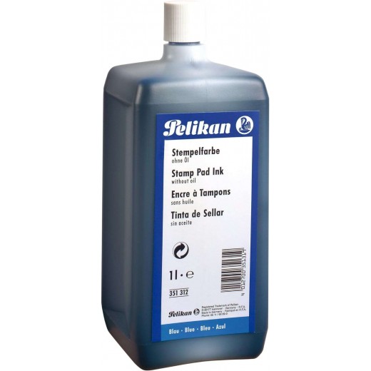 Pelikan Botella de Tinta para Tampones 1L - Sin Aceite - Secado Rapido - Resistente al Agua - Color Negro