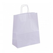 Apli Pack de 50 Bolsas Kraft - Alta Resistencia - Asas Rizadas - Reutilizables y Reciclables - Color Blanco