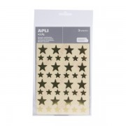 Apli Bolsa de Gomets en Forma de Estrella - Adhesivo Permanente - Adhesivo Base Agua - Libre de Disolventes - Color Oro