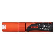 Uni-ball PWE-8K Marcador de Tiza Liquida - Punta Biselada 8mm - Borrado en Humedo - Resistente a la Lluvia - Color Naranja