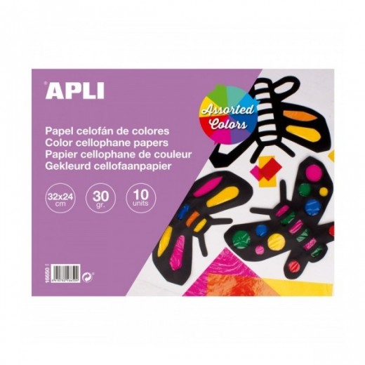 Apli Bloc de Papel Celofan - Ideal para Manualidades y Scrapbooking - Colores Surtidos