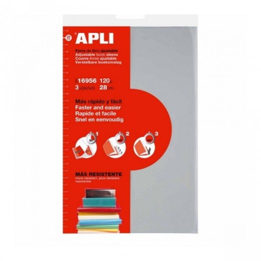 Apli Pack de 3 Fundas Transparentes de PVC - Solapa Autoajustable - Facil Aplicacion - Eco-Friendly