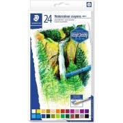 Staedtler Crayones Acuarelables 223 Pack de 24 Lapices de Cera - Facil de Mezclar - Extremadamente Opacos - Colores Surtidos